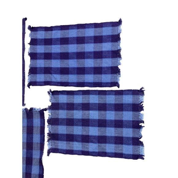 Set of 4 20 x 13 Inch Placemats Blue Buffalo Check Plaid Table Linens - Picture 3 of 9